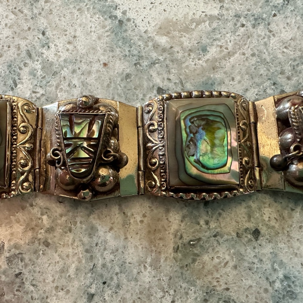 Mexican Taxco Abalone Bracelet- Vintage 1940s - Picture 3 of 8